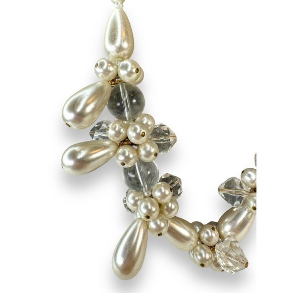 Vintage Large Chunky Statement Lucite Faux Pearl Cluster Necklace 24” - Picture 6 of 13